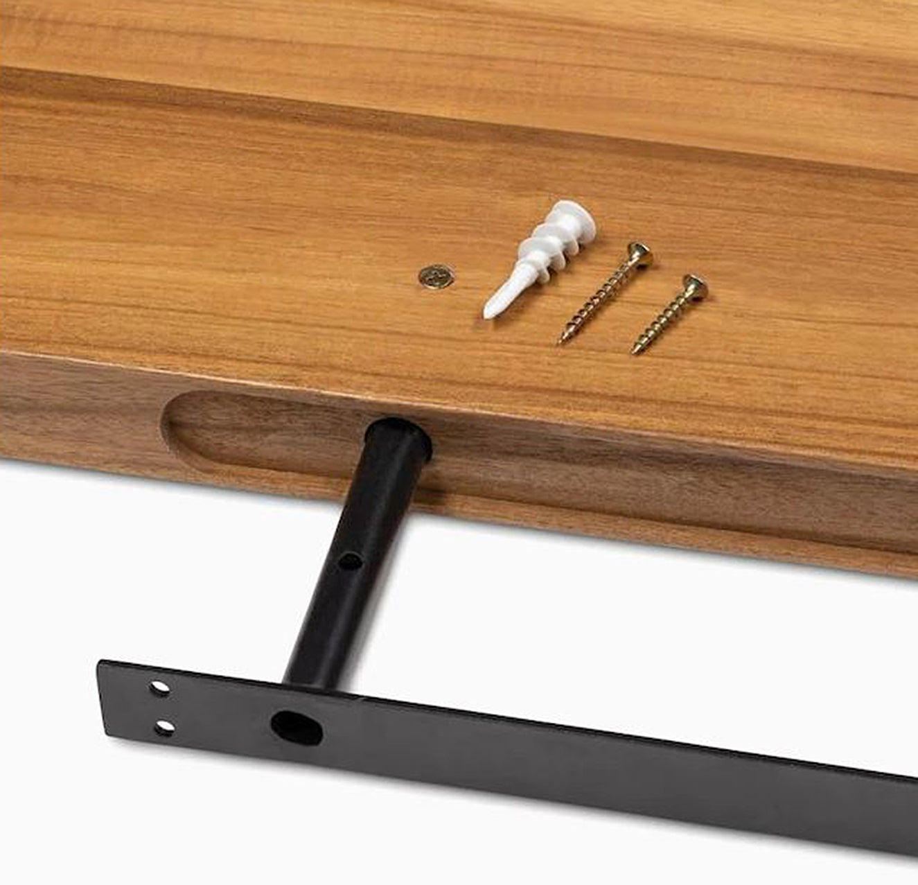 Acacia Floating Wall Shelf Butcher Block 10 in. W x 24-48 in. D