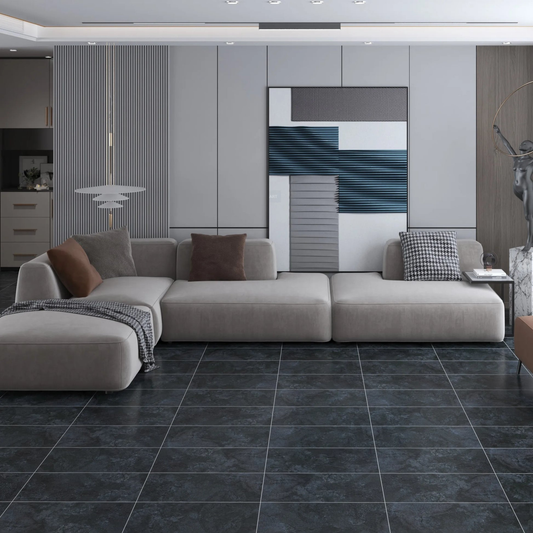 Contemporary modern interior featuring Meadow Shadow Porcelain Tile.