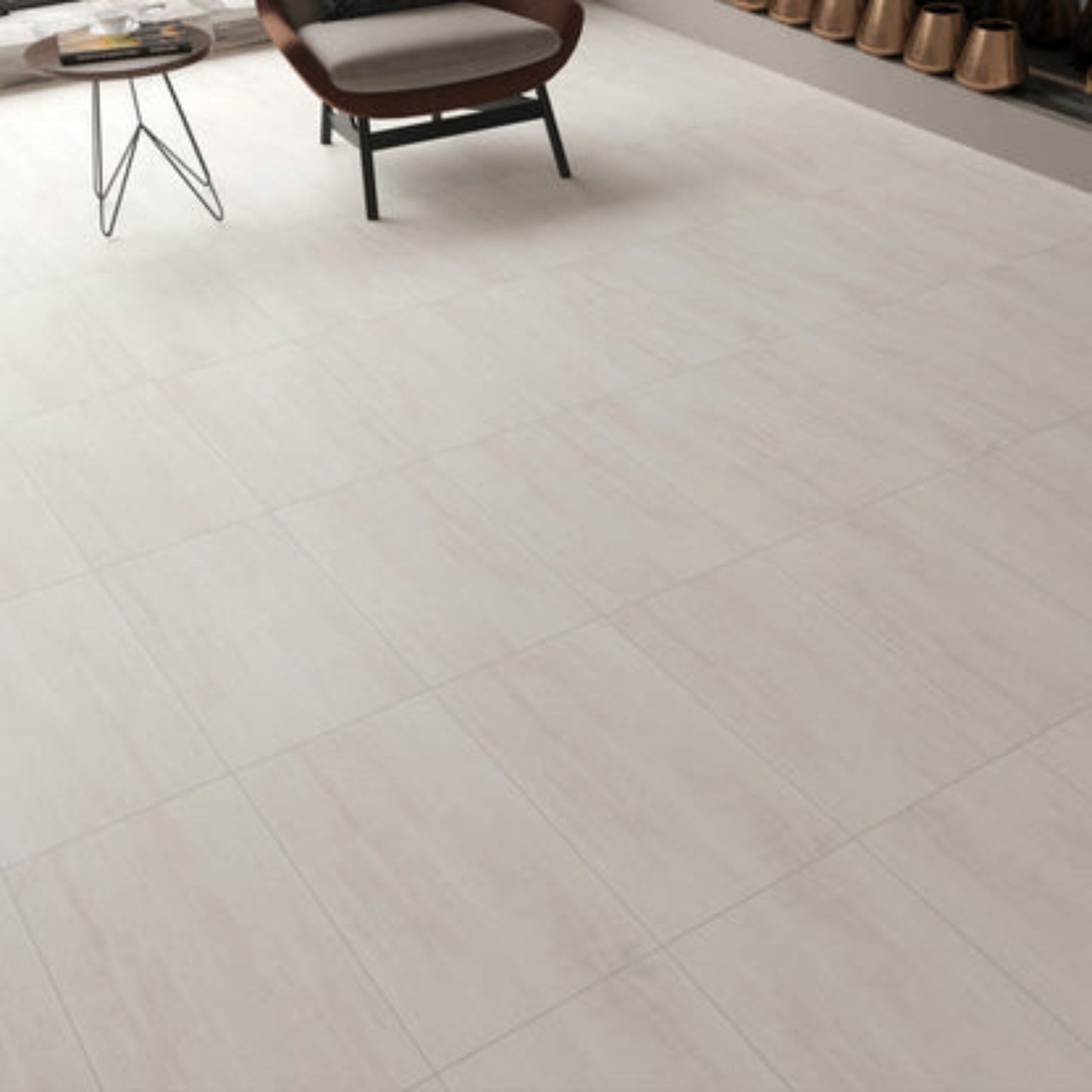 Scandinavian Modern Living Room featuring Resort Rim Nordic Porcelain.
