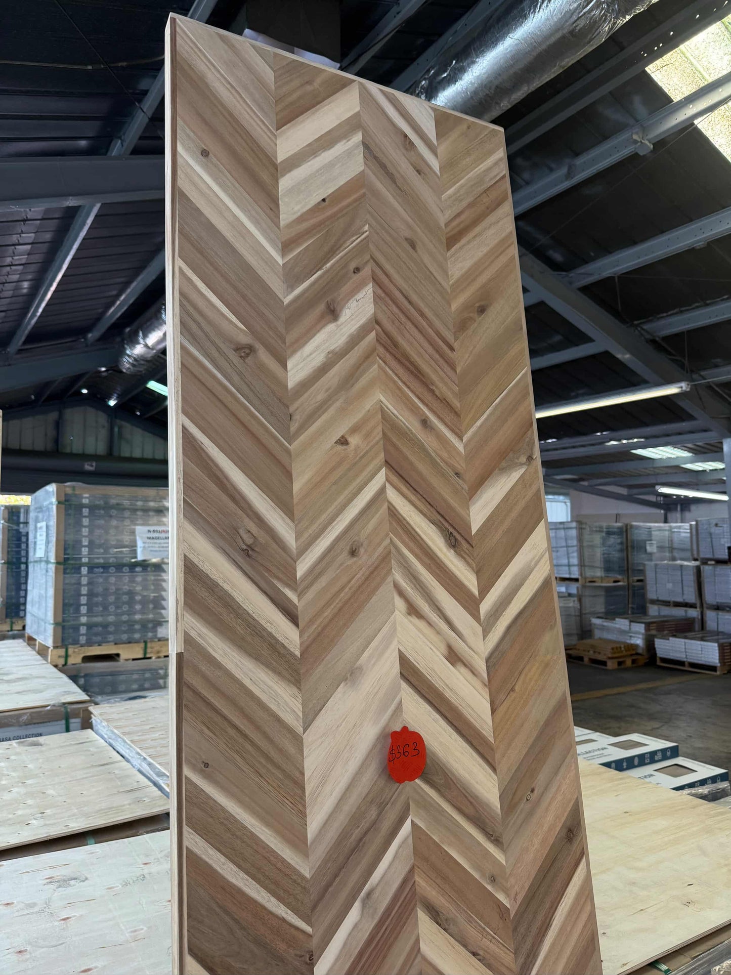 Engineered Finished Chevron Oak Butcher Block Countertop in Brown with Standard Edge