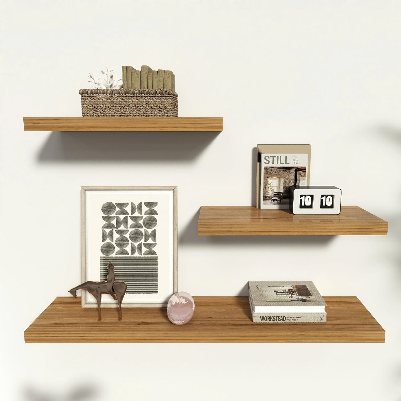 Acacia Floating Wall Shelf Butcher Block 10 in. W x 24-48 in. D