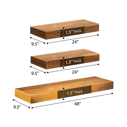 Acacia Floating Wall Shelf Butcher Block 10 in. W x 24-48 in. D