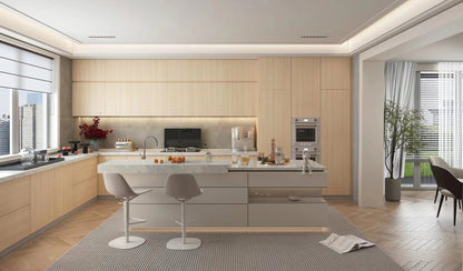 Modern Oak Laminate Frameless Cabinet Doors