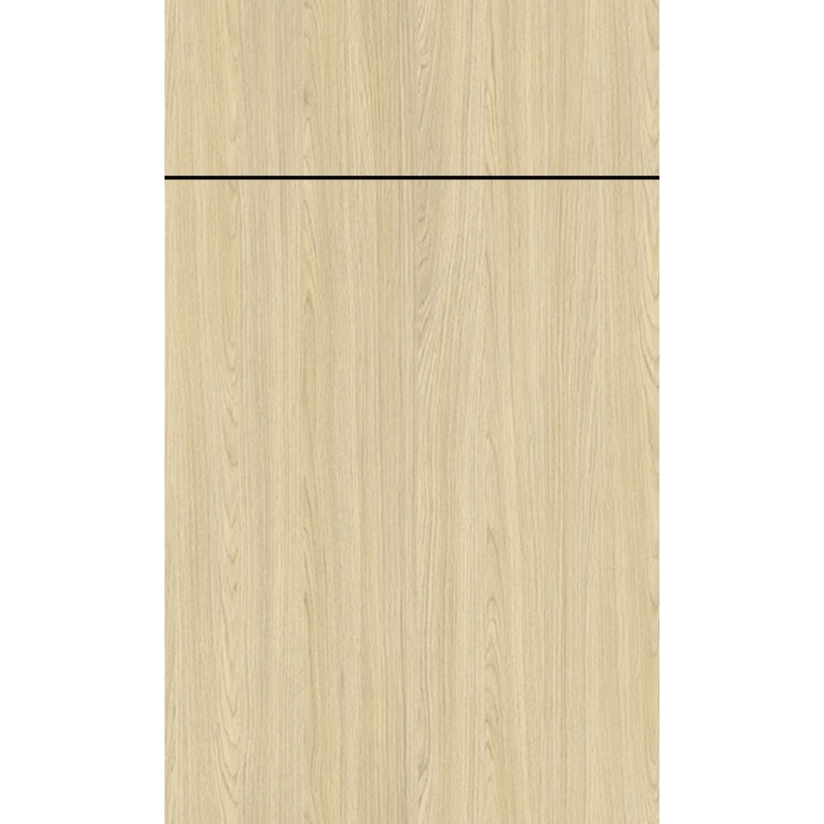 Front face of Barcelona Light Oak laminate cabinet door showcasing a bright, airy textured light wood grain finish.