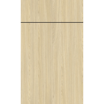 Front face of Barcelona Light Oak laminate cabinet door showcasing a bright, airy textured light wood grain finish.