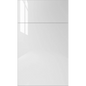 Front face of Glossy White high-gloss laminate cabinet door showing a sleek, mirror-like reflective finish.