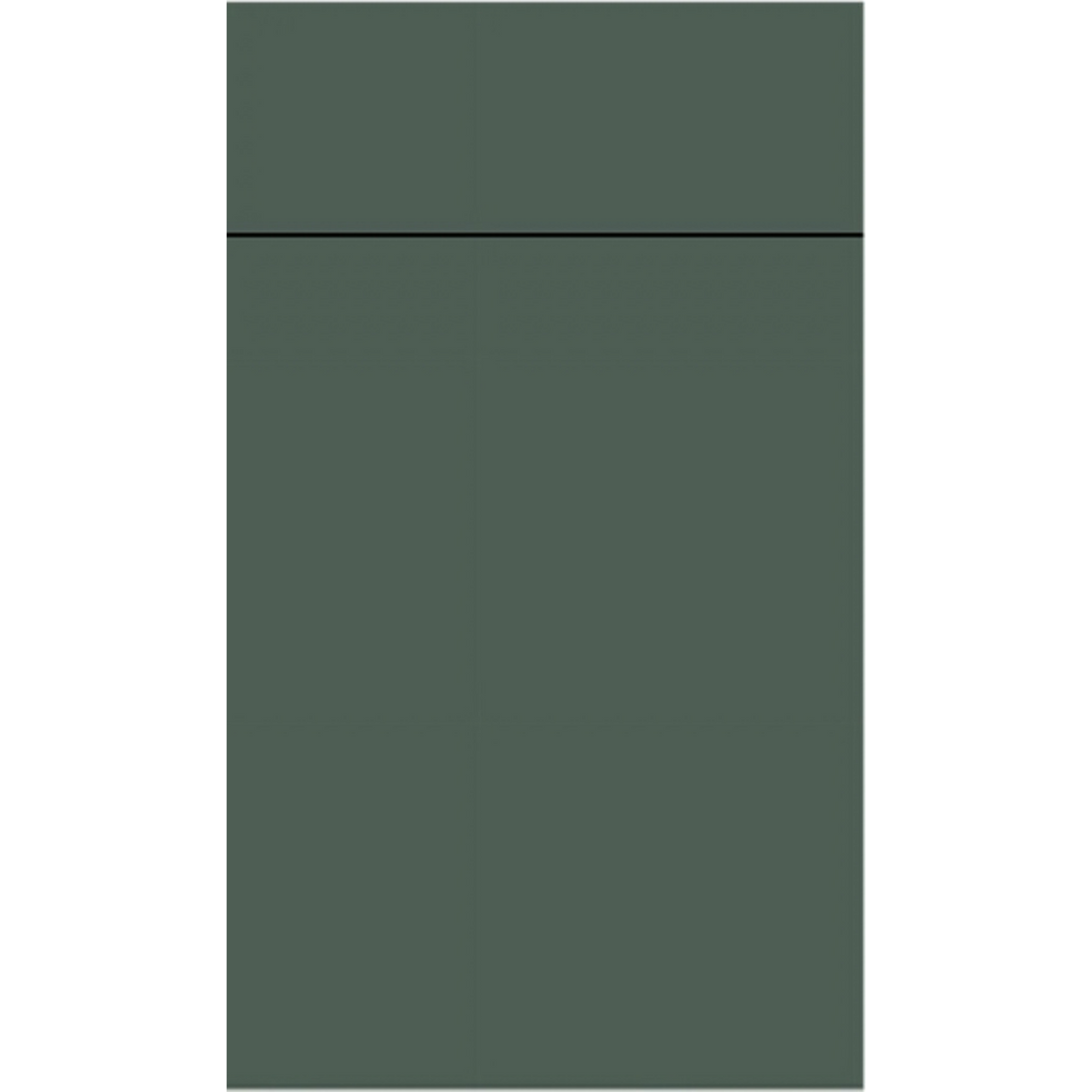 Front face of Matte Olive Green MOG laminate cabinet door showing a premium, anti-fingerprint ultra-matte earthy finish.