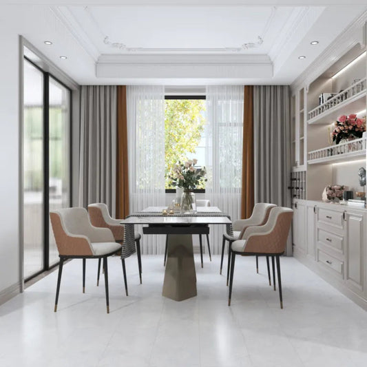 Minimalist Modern Living Area featuring Meadow Mist Porcelain.