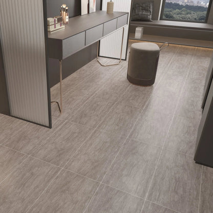 Refined Minimalism Modern Living Room featuring Brushes French Grey Porcelain Tile.