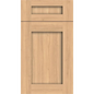 Front face of Natural Wood laminate cabinet door showcasing a classic 5-piece Shaker profile and authentic organic wood grain texture.