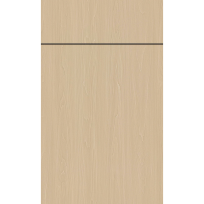 Front face of Swiss Walnut laminate cabinet door showcasing a rich, textured European wood grain finish.