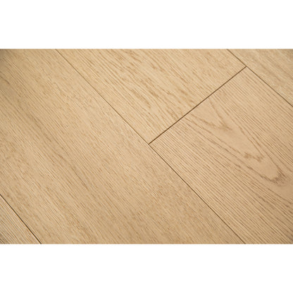 Close-up texture of wire-brushed finish on Vandyck Lusso 218 dark walnut European oak plank.