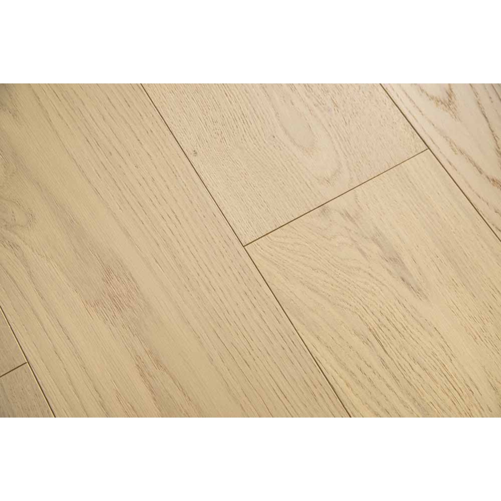 Close-up texture of brushed finish and UV lacquer on Vandyck Villa 304 antique brown oak plank.