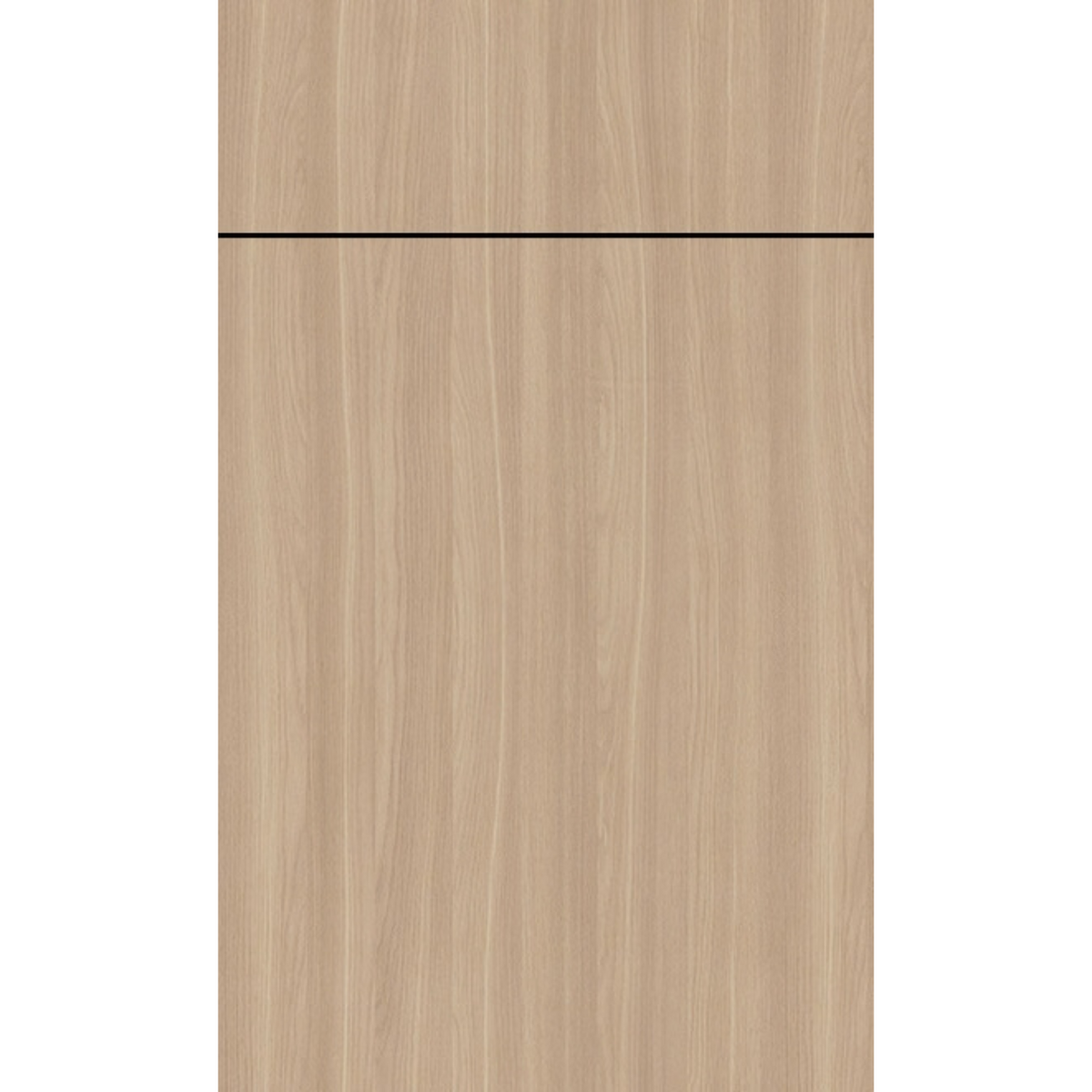 Front face of Vanilla Oak laminate cabinet door showcasing a creamy, textured light wood grain finish.