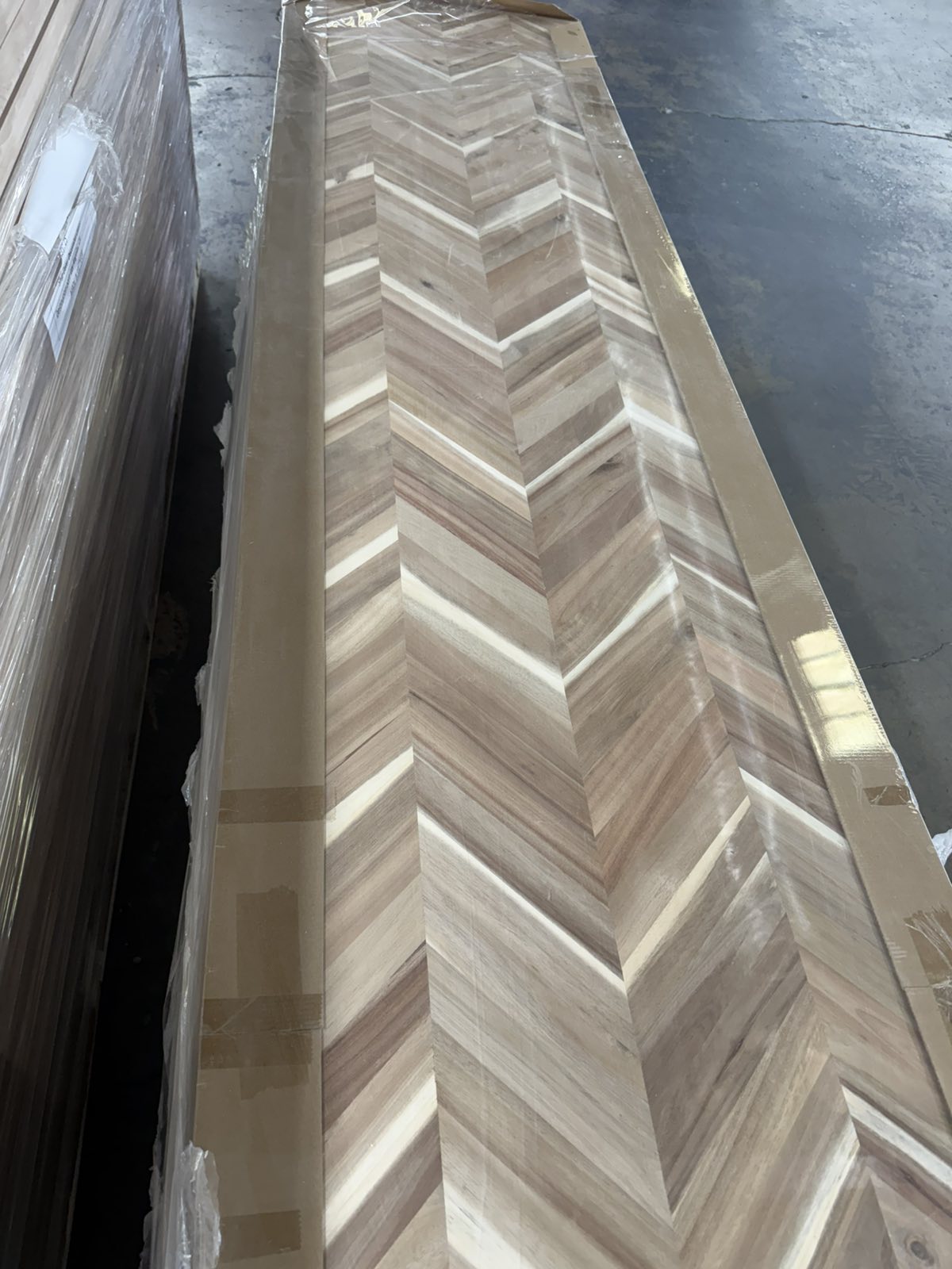 Engineered Finished Chevron Oak Butcher Block Countertop in Brown with Standard Edge