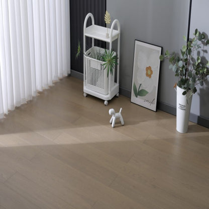 Modern living room featuring Vita 608 ash blonde European oak engineered hardwood floor.