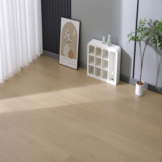 Modern living room featuring Vita 607 chestnut brown European oak engineered hardwood floor.