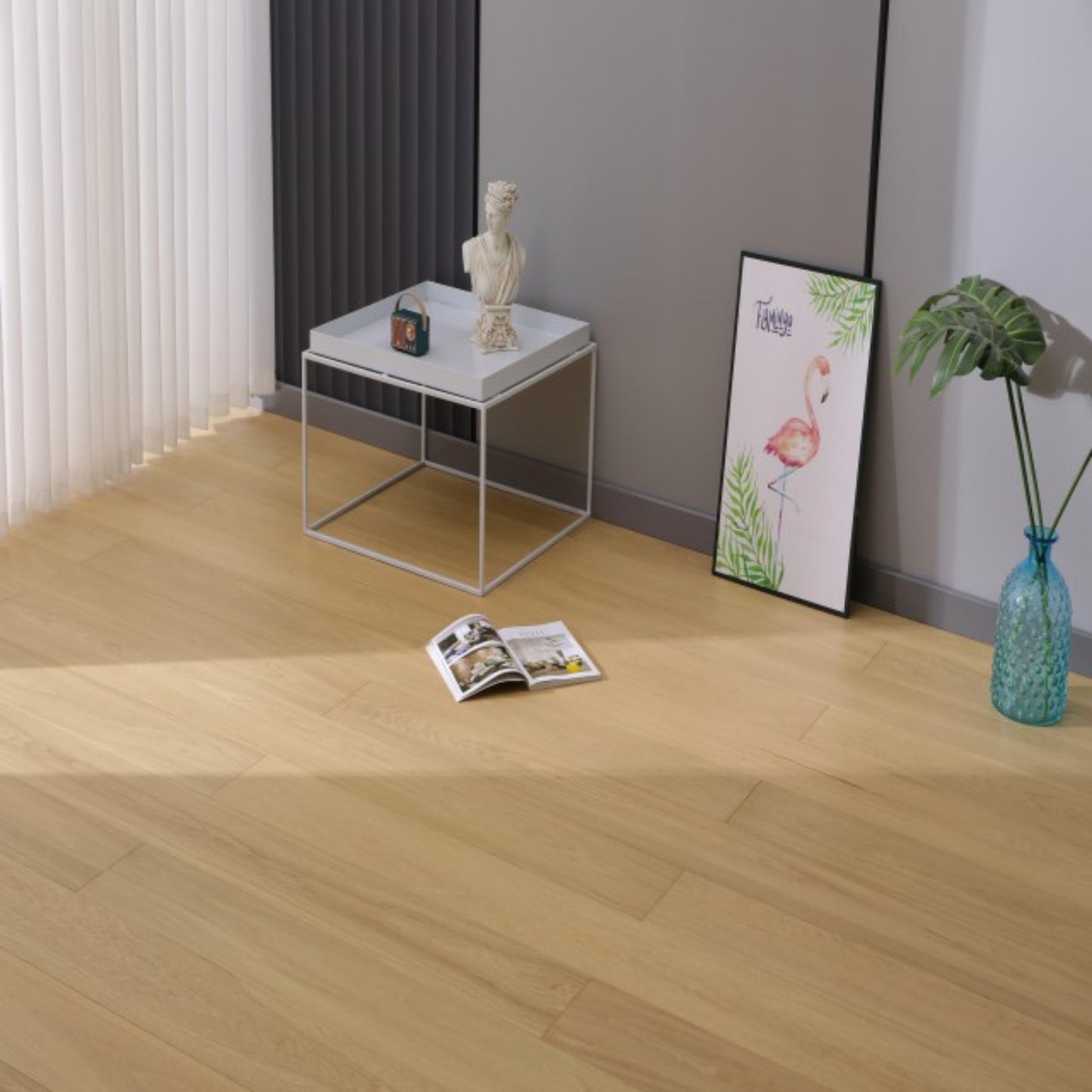Modern living room featuring Vita 604 misted oak European engineered hardwood floor.